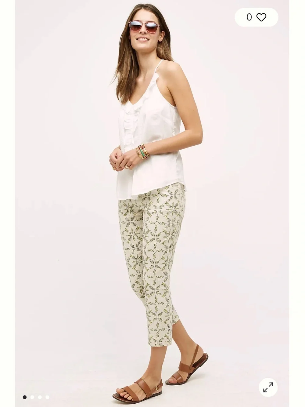 Anthropologie Cartonnier Charlie Trouser‎ Medallion Leaf Print, Size 8